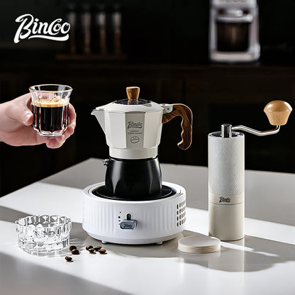 BINCOO Two-Valve Moka Pot with Electric Stove Home Coffee Maker with Grinder Set Outdoor Espresso Machine Set 2Cups