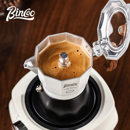 BINCOO Two-Valve Moka Pot with Electric Stove Home Coffee Maker with Grinder Set Outdoor Espresso Machine Set 2Cups