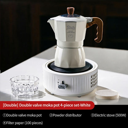 BINCOO Two-Valve Moka Pot with Electric Stove Home Coffee Maker with Grinder Set Outdoor Espresso Machine Set 2Cups