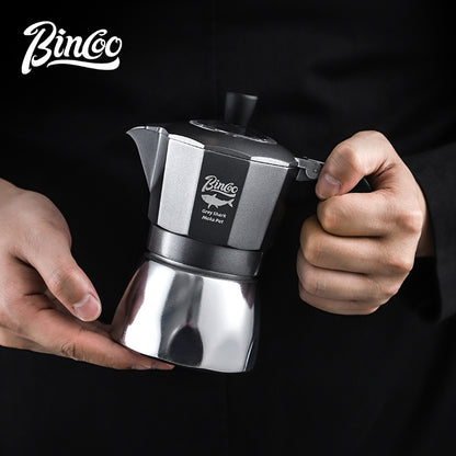 BINCOO Gray Double-Valve Moka Pot with Electric Stove Set Home Coffee Maker with Grinder Italian-Style Outdoor Coffee Set 2