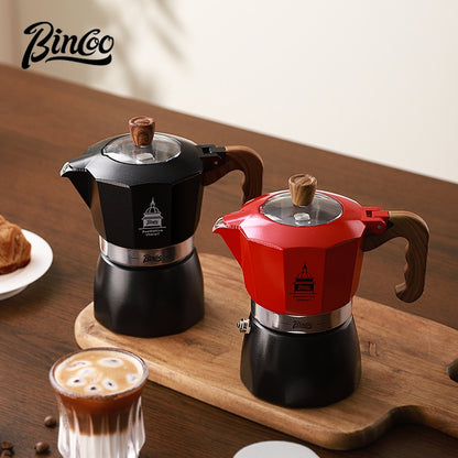 BINCOO Dual-valve Moka Pot Set with Portable Electric Stove, Household Mini Espresso Coffee Maker Kit 2Cups