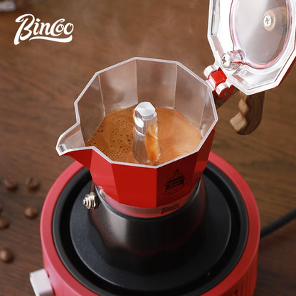 BINCOO Dual-valve Moka Pot Set with Portable Electric Stove, Household Mini Espresso Coffee Maker Kit 2Cups