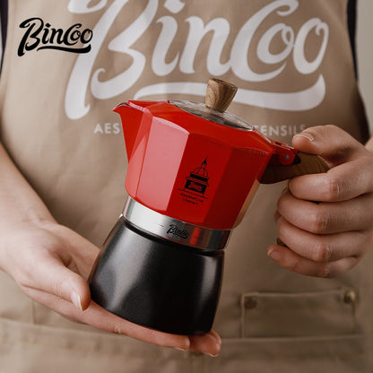 BINCOO Dual-valve Moka Pot Set with Portable Electric Stove, Household Mini Espresso Coffee Maker Kit 2Cups