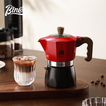 BINCOO Dual-valve Moka Pot Set with Portable Electric Stove, Household Mini Espresso Coffee Maker Kit 2Cups