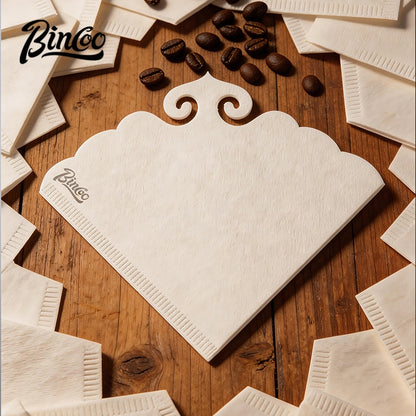 BINCOO V-Shaped Coffee Filter Paper Pour Over Coffee Filter Tool V60 Dripper Filter Paper Round & Fan Shaped