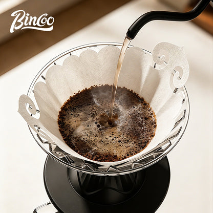 BINCOO V-Shaped Coffee Filter Paper Pour Over Coffee Filter Tool V60 Dripper Filter Paper Round & Fan Shaped