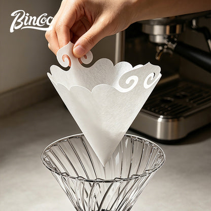 BINCOO V-Shaped Coffee Filter Paper Pour Over Coffee Filter Tool V60 Dripper Filter Paper Round & Fan Shaped