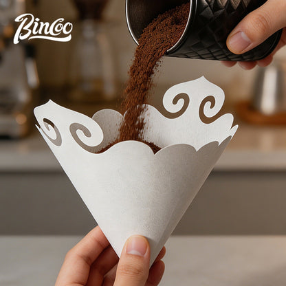 BINCOO V-Shaped Coffee Filter Paper Pour Over Coffee Filter Tool V60 Dripper Filter Paper Round & Fan Shaped