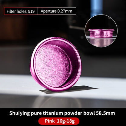 BINCOO Pure Titanium Powder Cup, Precision Integrated Espresso Machine Portafilter Accessory  58mm