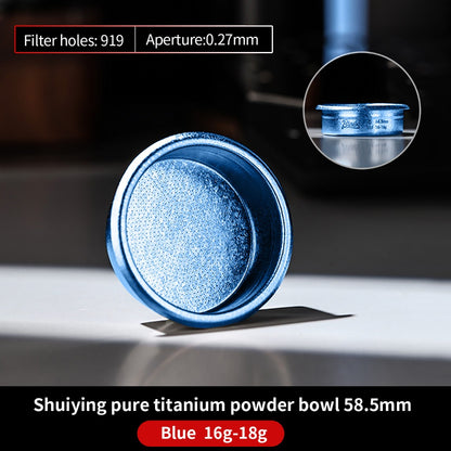 BINCOO Pure Titanium Powder Cup, Precision Integrated Espresso Machine Portafilter Accessory  58mm