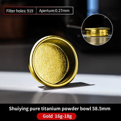 BINCOO Pure Titanium Powder Cup, Precision Integrated Espresso Machine Portafilter Accessory  58mm