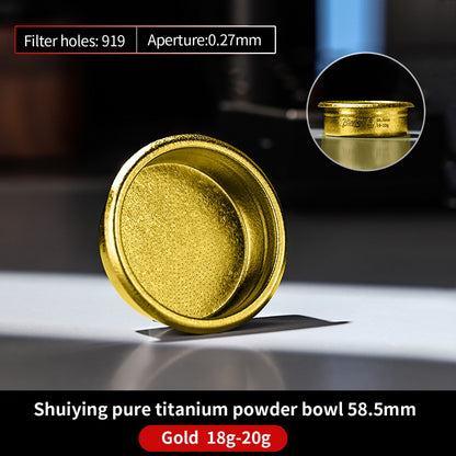 BINCOO Pure Titanium Powder Cup, Precision Integrated Espresso Machine Portafilter Accessory  58mm