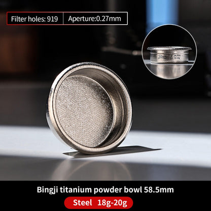 BINCOO Pure Titanium Powder Cup, Precision Integrated Espresso Machine Portafilter Accessory  58mm