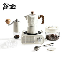 BINCOO Dual Valve Moka Pot with Electric Stove Set Home Coffee Maker Manual Coffee Grinder Italian Espresso Extraction Coffee Utensil Set 2Cups/4Cups
