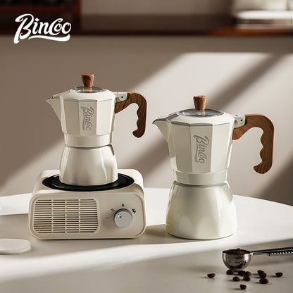 BINCOO Dual Valve Moka Pot with Electric Stove Set Home Coffee Maker Manual Coffee Grinder Italian Espresso Extraction Coffee Utensil Set 2Cups/4Cups