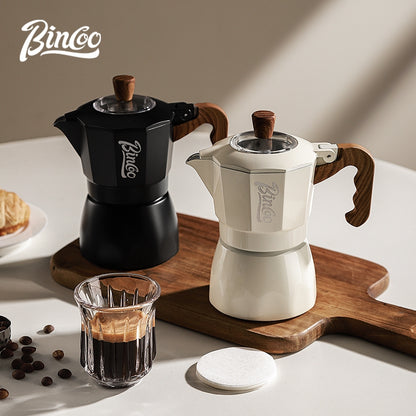 BINCOO Dual Valve Moka Pot with Electric Stove Set Home Coffee Maker Manual Coffee Grinder Italian Espresso Extraction Coffee Utensil Set 2Cups/4Cups