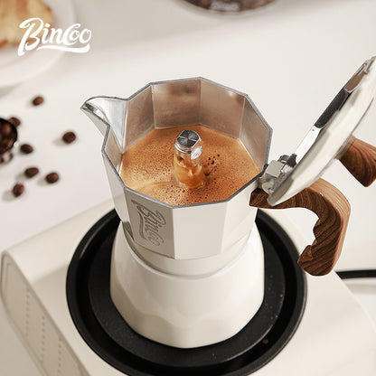 BINCOO Dual Valve Moka Pot with Electric Stove Set Home Coffee Maker Manual Coffee Grinder Italian Espresso Extraction Coffee Utensil Set 2Cups/4Cups