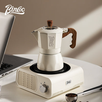 BINCOO Dual Valve Moka Pot with Electric Stove Set Home Coffee Maker Manual Coffee Grinder Italian Espresso Extraction Coffee Utensil Set 2Cups/4Cups