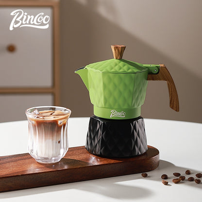 BINCOO Double Valve Moka Pot with Electric Heater Set Coffee Maker & Grinder Outdoor Mini Italian Extraction Coffee Machine Set