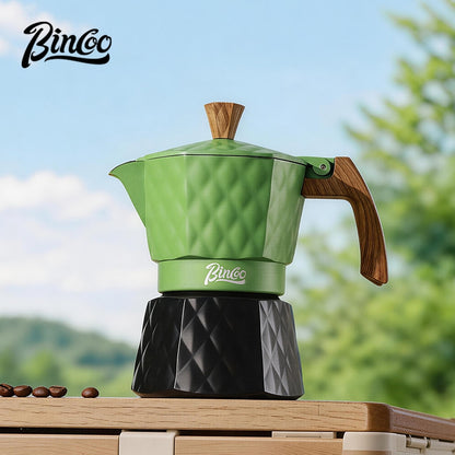 BINCOO Double Valve Moka Pot with Electric Heater Set Coffee Maker & Grinder Outdoor Mini Italian Extraction Coffee Machine Set