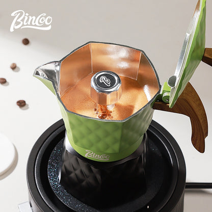 BINCOO Double Valve Moka Pot with Electric Heater Set Coffee Maker & Grinder Outdoor Mini Italian Extraction Coffee Machine Set