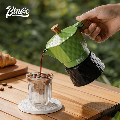 BINCOO Double Valve Moka Pot with Electric Heater Set Coffee Maker & Grinder Outdoor Mini Italian Extraction Coffee Machine Set