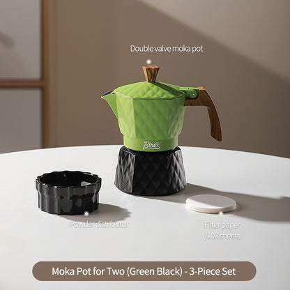 BINCOO Double Valve Moka Pot with Electric Heater Set Coffee Maker & Grinder Outdoor Mini Italian Extraction Coffee Machine Set