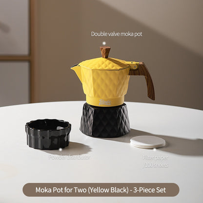 BINCOO Double Valve Moka Pot with Electric Heater Set Coffee Maker & Grinder Outdoor Mini Italian Extraction Coffee Machine Set