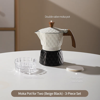 BINCOO Double Valve Moka Pot with Electric Heater Set Coffee Maker & Grinder Outdoor Mini Italian Extraction Coffee Machine Set
