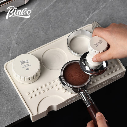 BINCOO Coffee Tamping Mat Bar Non-slip Mat Coffee Tamper & Distributor Set Coffee Storage Mat Utensil Kit