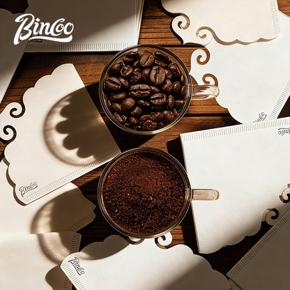 BINCOO V-Shaped Coffee Filter Paper Pour Over Coffee Filter Tool V60 Dripper Filter Paper Round & Fan Shaped