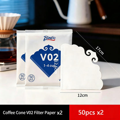 BINCOO V-Shaped Coffee Filter Paper Pour Over Coffee Filter Tool V60 Dripper Filter Paper Round & Fan Shaped