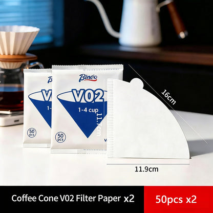 BINCOO V-Shaped Coffee Filter Paper Pour Over Coffee Filter Tool V60 Dripper Filter Paper Round & Fan Shaped