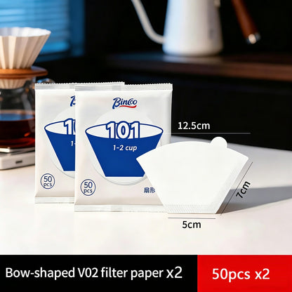 BINCOO V-Shaped Coffee Filter Paper Pour Over Coffee Filter Tool V60 Dripper Filter Paper Round & Fan Shaped