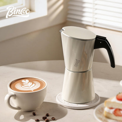 BINCOO European-style Double Valve Moka Pot with Electric Stove Set Household Coffee Maker & Manual Coffee Grinder Set 2Cups