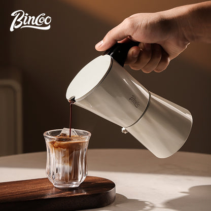 BINCOO European-style Double Valve Moka Pot with Electric Stove Set Household Coffee Maker & Manual Coffee Grinder Set 2Cups