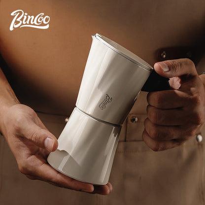 BINCOO European-style Double Valve Moka Pot with Electric Stove Set Household Coffee Maker & Manual Coffee Grinder Set 2Cups
