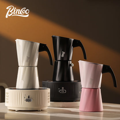 BINCOO European-style Double Valve Moka Pot with Electric Stove Set Household Coffee Maker & Manual Coffee Grinder Set 2Cups