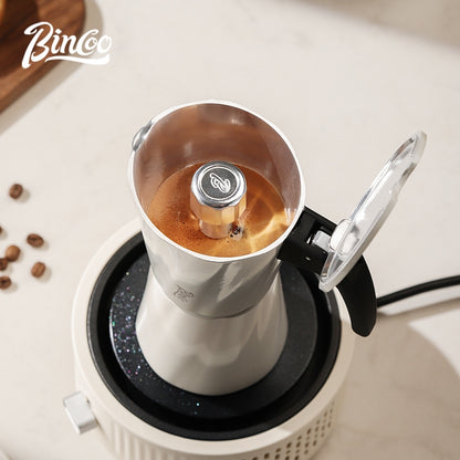 BINCOO European-style Double Valve Moka Pot with Electric Stove Set Household Coffee Maker & Manual Coffee Grinder Set 2Cups