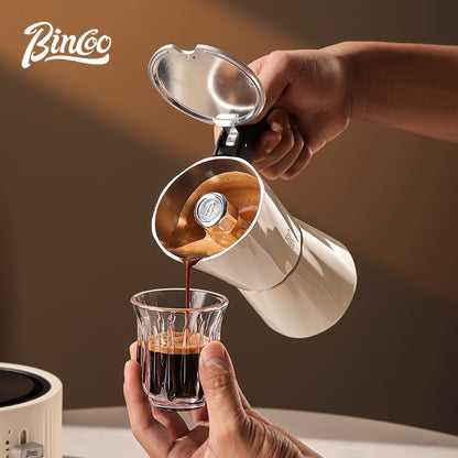 BINCOO European-style Double Valve Moka Pot with Electric Stove Set Household Coffee Maker & Manual Coffee Grinder Set 2Cups