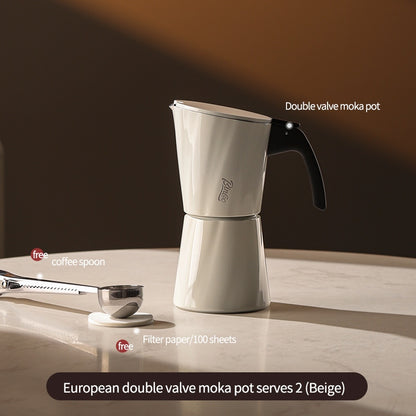 BINCOO European-style Double Valve Moka Pot with Electric Stove Set Household Coffee Maker & Manual Coffee Grinder Set 2Cups