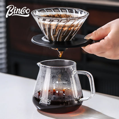 BINCOO V60 Pour Over Coffee Glass Dripper Drip Filter Heat Resistant Glass Server Set 400ML