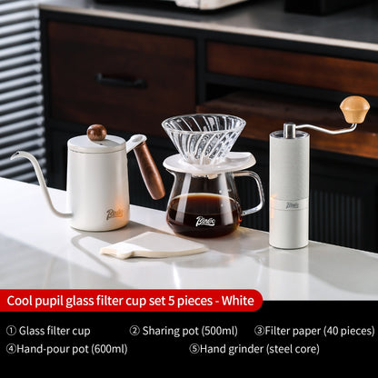 BINCOO V60 Hand Drip Coffee Dripper Drip Coffee Server with Coffee Grinder Set Coffee Brewing Utensil Set