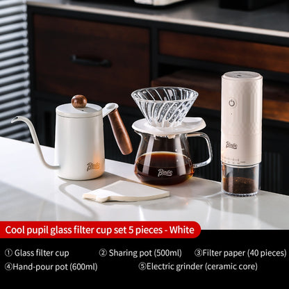 BINCOO V60 Hand Drip Coffee Dripper Drip Coffee Server with Coffee Grinder Set Coffee Brewing Utensil Set