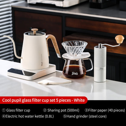 BINCOO V60 Hand Drip Coffee Dripper Drip Coffee Server with Coffee Grinder Set Coffee Brewing Utensil Set