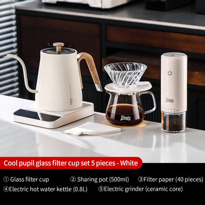BINCOO V60 Hand Drip Coffee Dripper Drip Coffee Server with Coffee Grinder Set Coffee Brewing Utensil Set