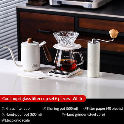 BINCOO V60 Hand Drip Coffee Dripper Drip Coffee Server with Coffee Grinder Set Coffee Brewing Utensil Set