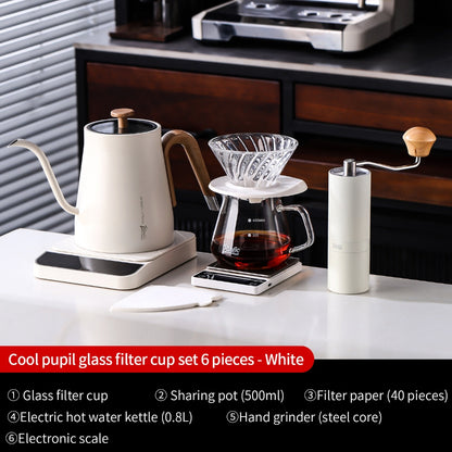 BINCOO V60 Hand Drip Coffee Dripper Drip Coffee Server with Coffee Grinder Set Coffee Brewing Utensil Set