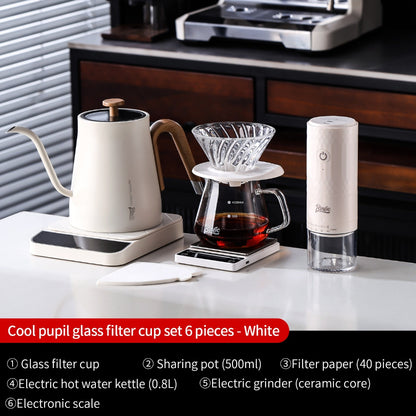 BINCOO V60 Hand Drip Coffee Dripper Drip Coffee Server with Coffee Grinder Set Coffee Brewing Utensil Set