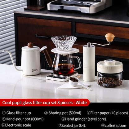 BINCOO V60 Hand Drip Coffee Dripper Drip Coffee Server with Coffee Grinder Set Coffee Brewing Utensil Set
